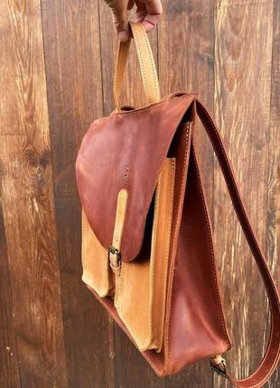Рюкзак "малевича", весенний цвет, коричневый с рижим2 фото