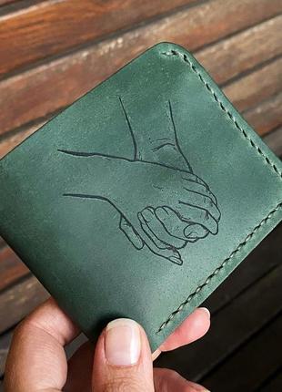 Яскравий зелений гаманець із індивідуальним гравіюванням1 фото