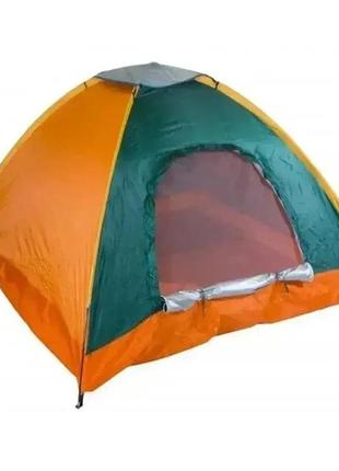 Палатка туристическая на 4 персону размер 200х200см зеленая4 фото