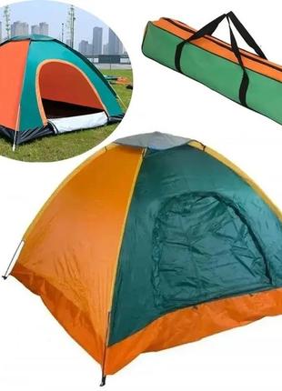 Палатка туристическая на 4 персону размер 200х200см зеленая1 фото