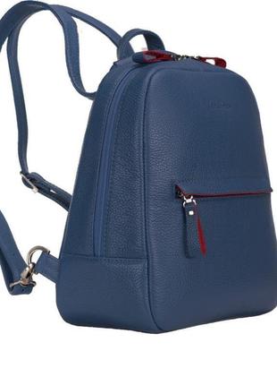Синий кожаный городской женский рюкзак4 фото