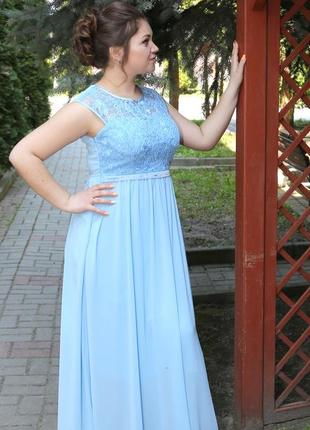 Вечернее платье нежно голубого цвета3 фото