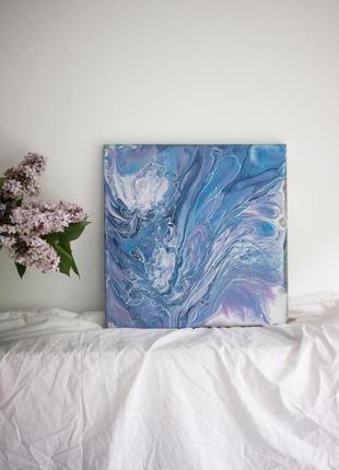 Блакитно-фіолетова картина на полотні "магнолії"