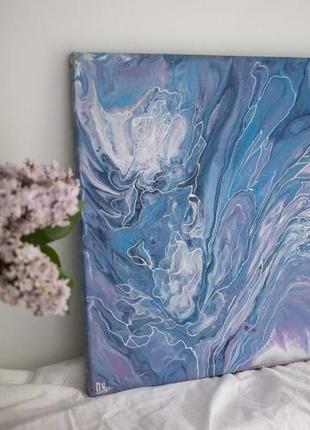Голубовато-фиолетовая картина на холсте "магнолии"3 фото