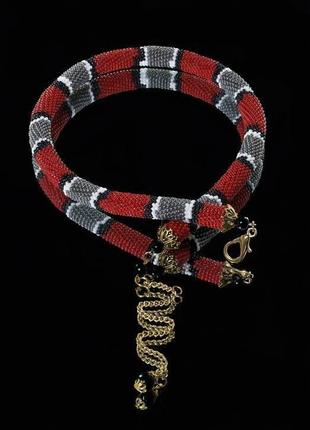 Жгут красный аспид змея американский уж королевская змея чокер1 фото
