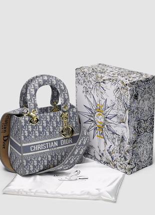 Сумка жіноча в стилі christian dior medium lady d-lite bag grey