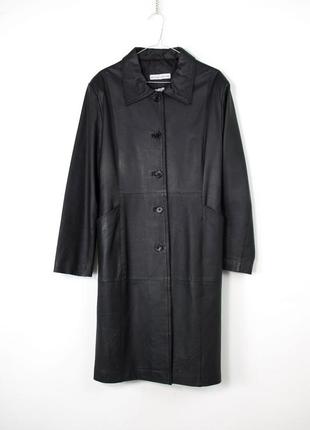 Вкорочене приталене вінтажне шкіряне пальто піджак чорне6 фото