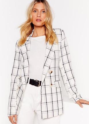 Двубортный пиджак в клетку you grid it от nasty gal xs