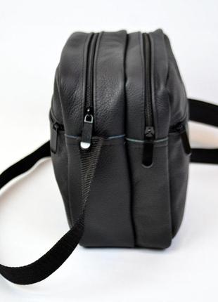 Сумка мессенджер из натуральной кожи, мужская большая сумка на 4 кармана с черной молнией4 фото