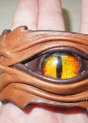 Браслет "око дракона" натуральна шкіра.5 фото