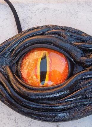 Амулет "око дракона". натуральна шкіра.оранж.2 фото