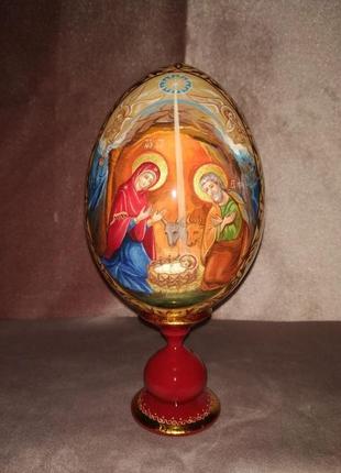 "рождество". икона на деревянном яйце