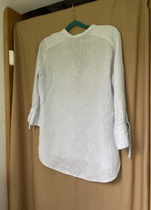 Голуба небесна сорочка рубашка блуза льон котон натуральна zara s5 фото