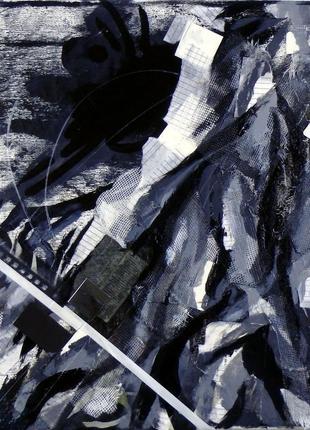 Black metal. абстрактное панно, картина абстракция черно-белая квадратная акрил холст коллаж