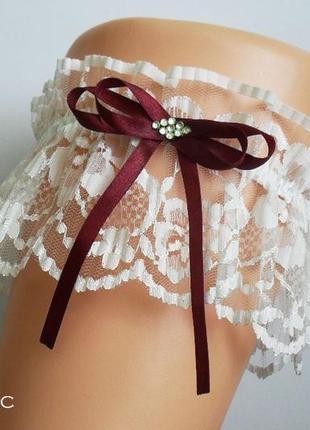 Подвязка для невесты широкая4 фото