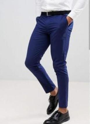 Чоловічі штани чиноси з підкатами zara темно-сині3 фото