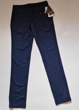 Чоловічі штани чиноси з підкатами zara темно-сині6 фото