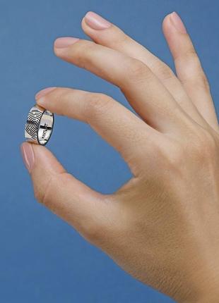 Серебряное кольцо с отпечатком пальца •touch of art•3 фото