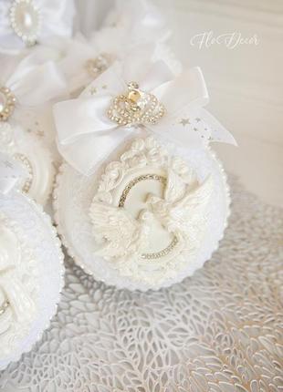 Белые новогодние шары / игрушки на елку / украшение на елку / новорічні іграшки / набор 2шт.