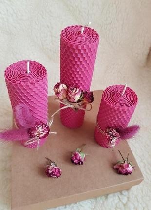 Подарочный набор свечей из вощины подарок на день валентина на день влюблённых4 фото