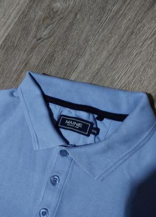 Мужская синяя футболка / maine new england / поло / хлопковая футболка с воротником / мужская одежда / чоловічий одяг2 фото