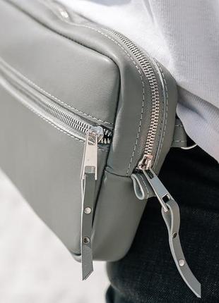 Черный кожаный рюкзак с дополнительной сьемной сумкой трансформером3 фото