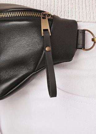 Жіноча шкіряна поясна сумка з кишенею на блискавці2 фото