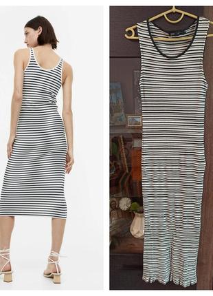 Платье-майка прямого покроя в полоску
