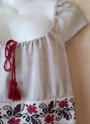 Сукню і сумочка разом з льону з елементами ручної вишивки3 фото
