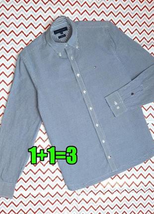 😉1+1=3 брендова біло-синя чоловіча сорочка tommy hilfiger, розмір 44 - 46