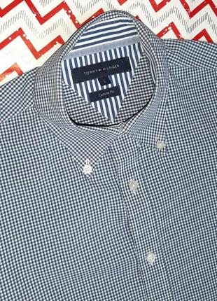 😉1+1=3 брендова біло-синя чоловіча сорочка tommy hilfiger, розмір 44 - 466 фото