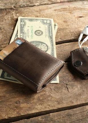 Мини кошелек из натуральной кожи. бумажник размером с кредитку2 фото