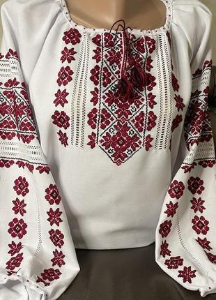 Етно вишиванка на білому домотканому полотні         тм savchukvyshyvka. ж-2411