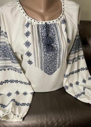 Стильна вишиванка-сорочка на сірому льоні tm savchukvyshyvka. ж-23435 фото