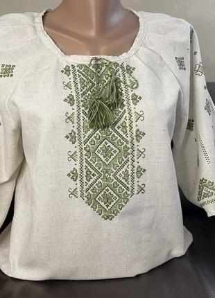 Стильна жіноча сорочка на сірому льоні. вишиванка. tm savchukvyshyvka2 фото