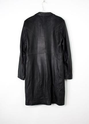 Чорное кожаное пальто gira puccino плащ s m10 фото