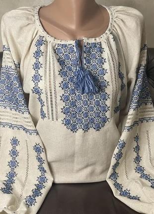 Стильна жіноча сорочка на сірому льоні. tm savchukvyshyvka ж-2301-23925 фото