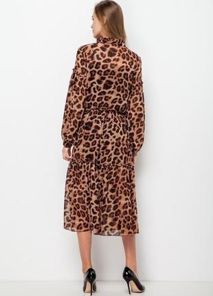 Платье из шифона пышный рукав леопард3 фото