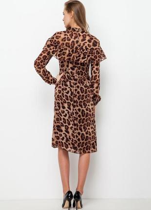 Шифонова сукня з воланом леопард3 фото