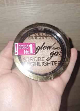 Хайлайтер для лица eveline glow and go! strobe highlighter 02 gentle gold, 8.5 г3 фото