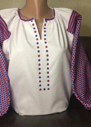Борщівська сорочка. стильна жіноча вишиванка ручної роботи на білому домотканому полотні.5 фото
