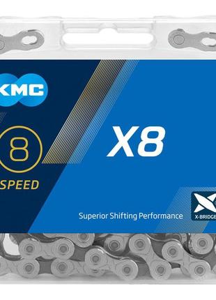 Ланцюг kmc x8 silver/gray, для 8 швидкісних трансмісій велосип...