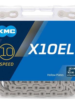 Ланцюг kmc x10el silver для 10 швидкісних трансмісій велосипед...