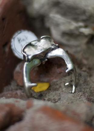 Серебряная брошь "рога жука"2 фото