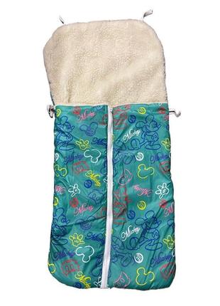 Конверт/чохол для санок, зі штучної овчини, на змійці мікі мау...