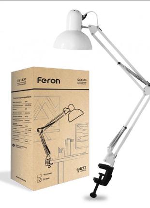 Настільний світильник feron de1430 на струбцині під лампу е27