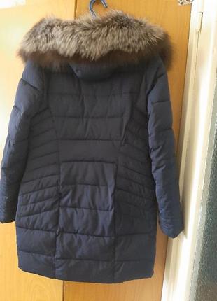 Теплое зимнее пальто пуховик мех натуральный чорнобурка3 фото