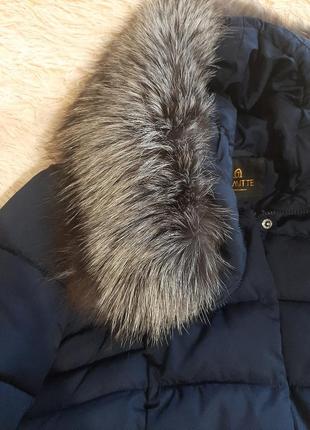 Теплое зимнее пальто пуховик мех натуральный чорнобурка5 фото