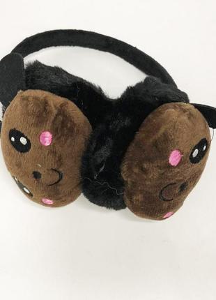 Хутряні навушники панда. колір: чорний