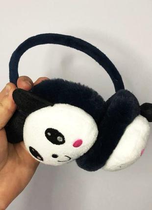 Хутряні навушники панда. колір: синій3 фото